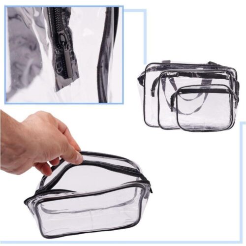 Transparent resesminkväska Organizer Set – 3 delar, TSA-godkänd