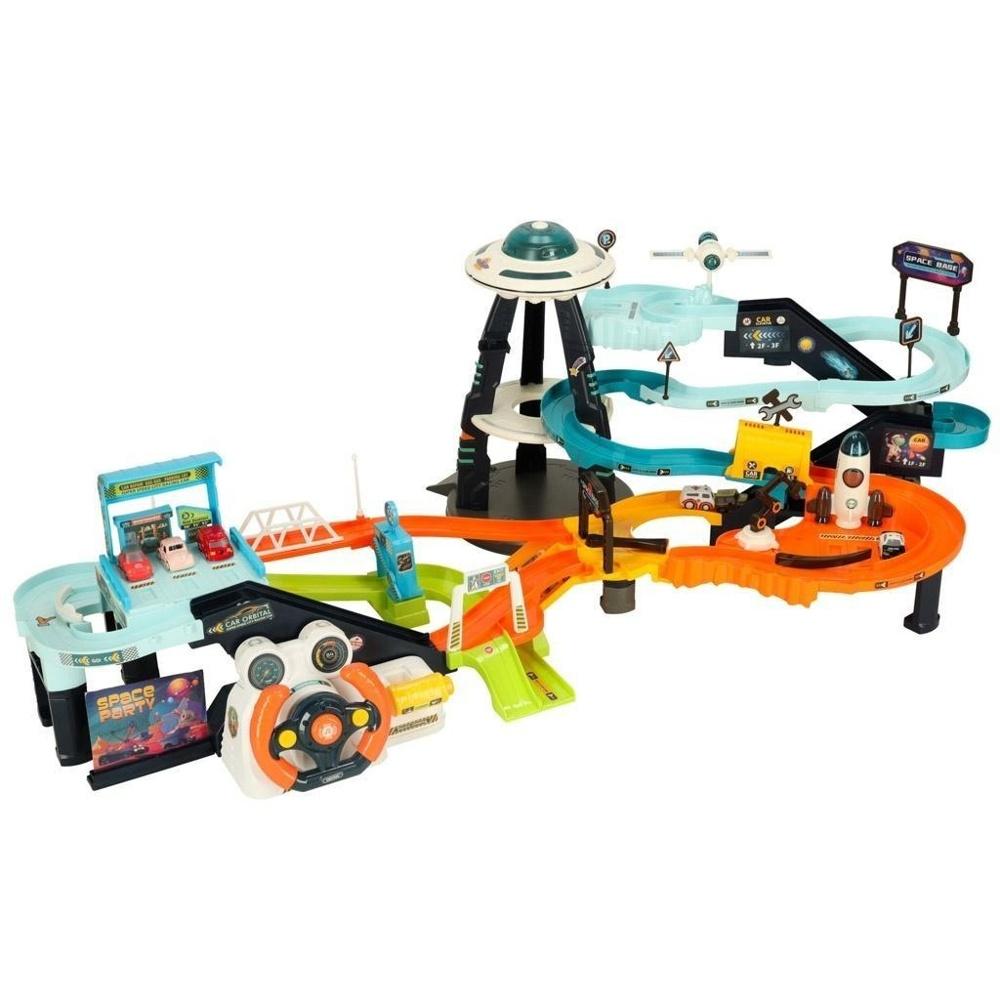 Multi-Level Car Track Playset med 6 fordon