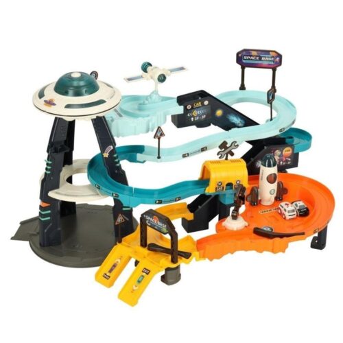 Multi-Level Car Track Playset med 6 fordon