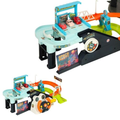 Multi-Level Car Track Playset med 6 fordon