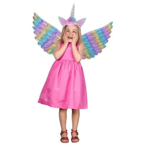 Rainbow Unicorn Wings och pannbandskostym för barn