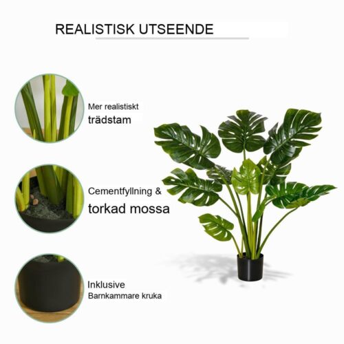 Realistisk 110cm Monstera konstgjord växt – Inomhus/Utomhusdekor