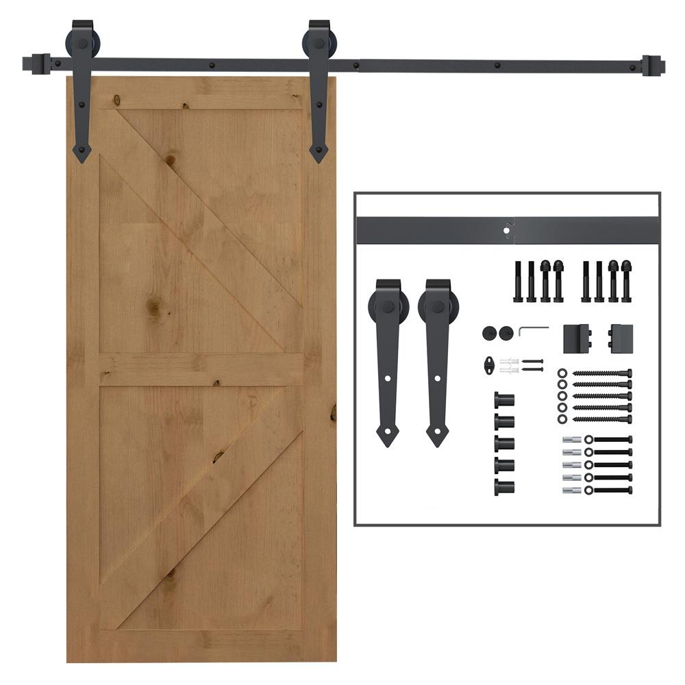 Skjutdörrsystem i kolstål – 200 cm, brun finish, mjuk glid, rymmer 100 kg