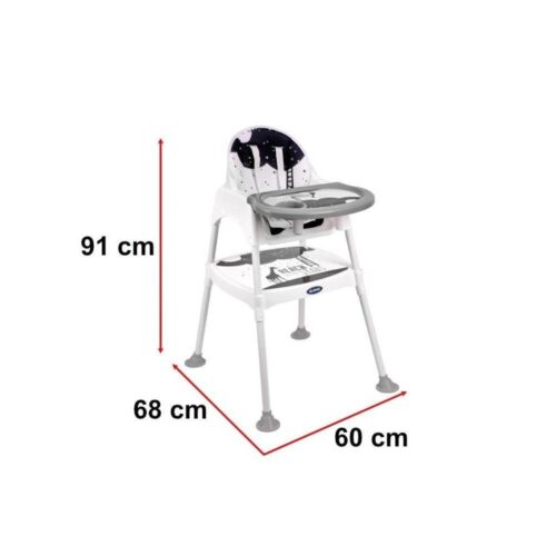 3-i-1 konvertibel matningsstol med bord, stjärndesign, justerbar höjd