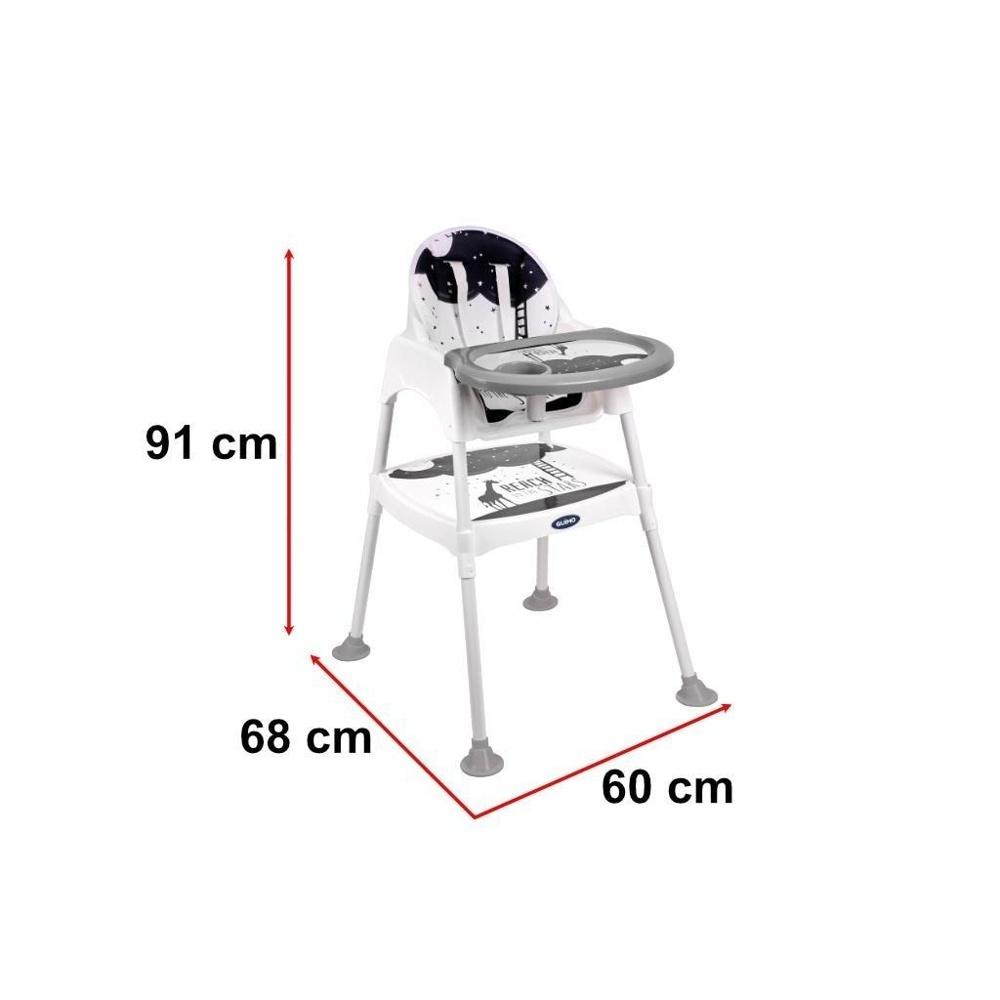 3-i-1 konvertibel matningsstol med bord, stjärndesign, justerbar höjd