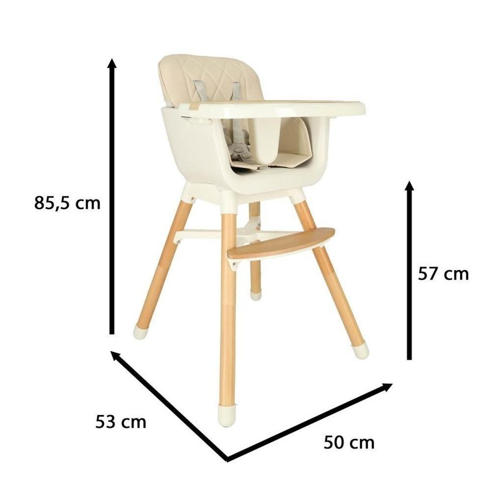 Beige matstol i trä med fotstöd för baby (6-36 månader)