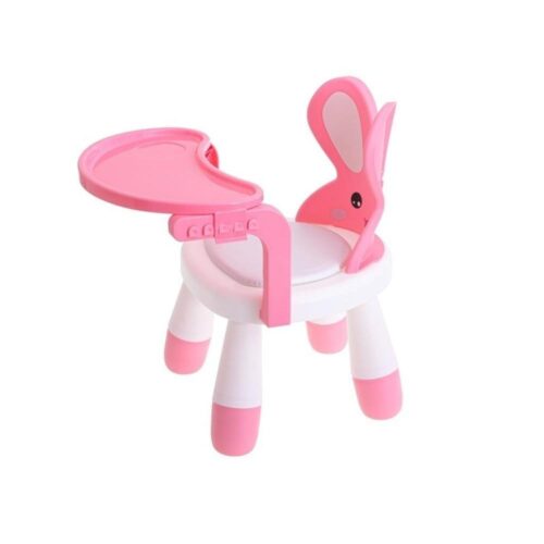 Pink Bunny Barnstol och bordsset, justerbar höjd för växande barn