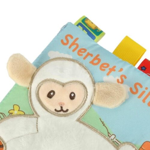 Sensory Book Teether Sheep: Mjuka tygsidor, skrynkelljud och gnisslande för babyinlärning