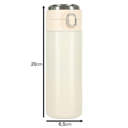 LED temperaturdisplay termisk mugg med munstycke – 420ml Beige