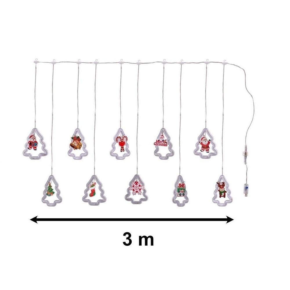 LED julbildgardinljus, varmvit, 3M, 10 lampor, USB-driven, 8 lägen