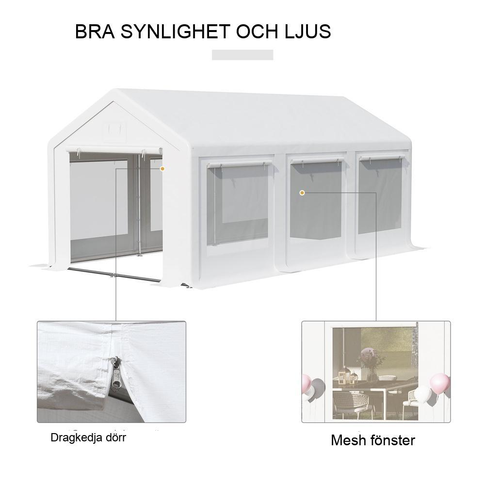 Stort 6x3m partytält med löstagbara väggar och fönster, vattentätt och stabilt