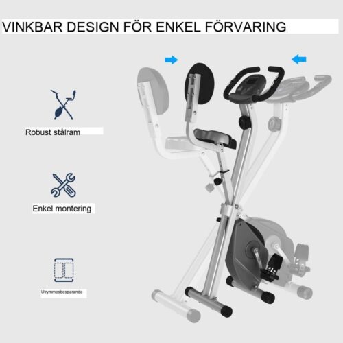 Magnetisk motståndscykeltränare med justerbar höjd och hopfällbar design