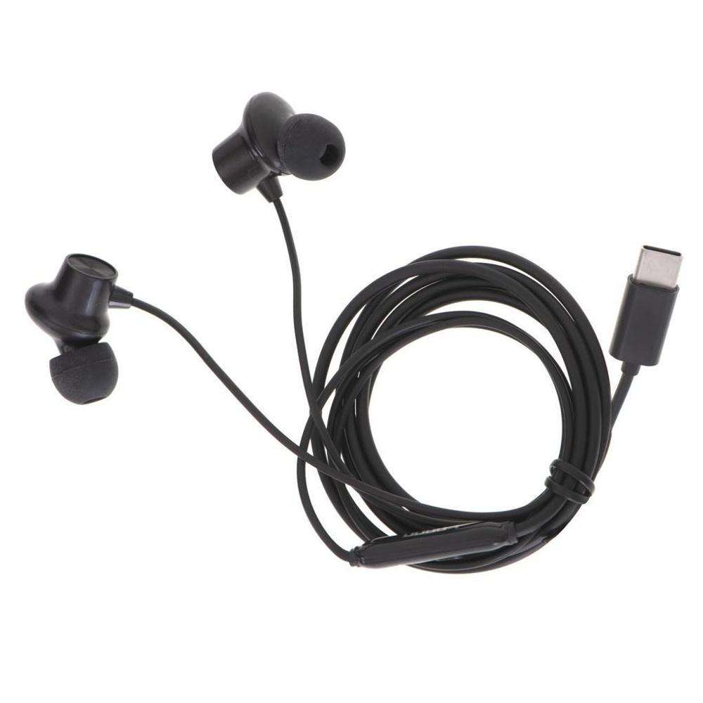 L-BRNO Type-C in-ear-hörlurar med tråd – svart, 120 cm kabel