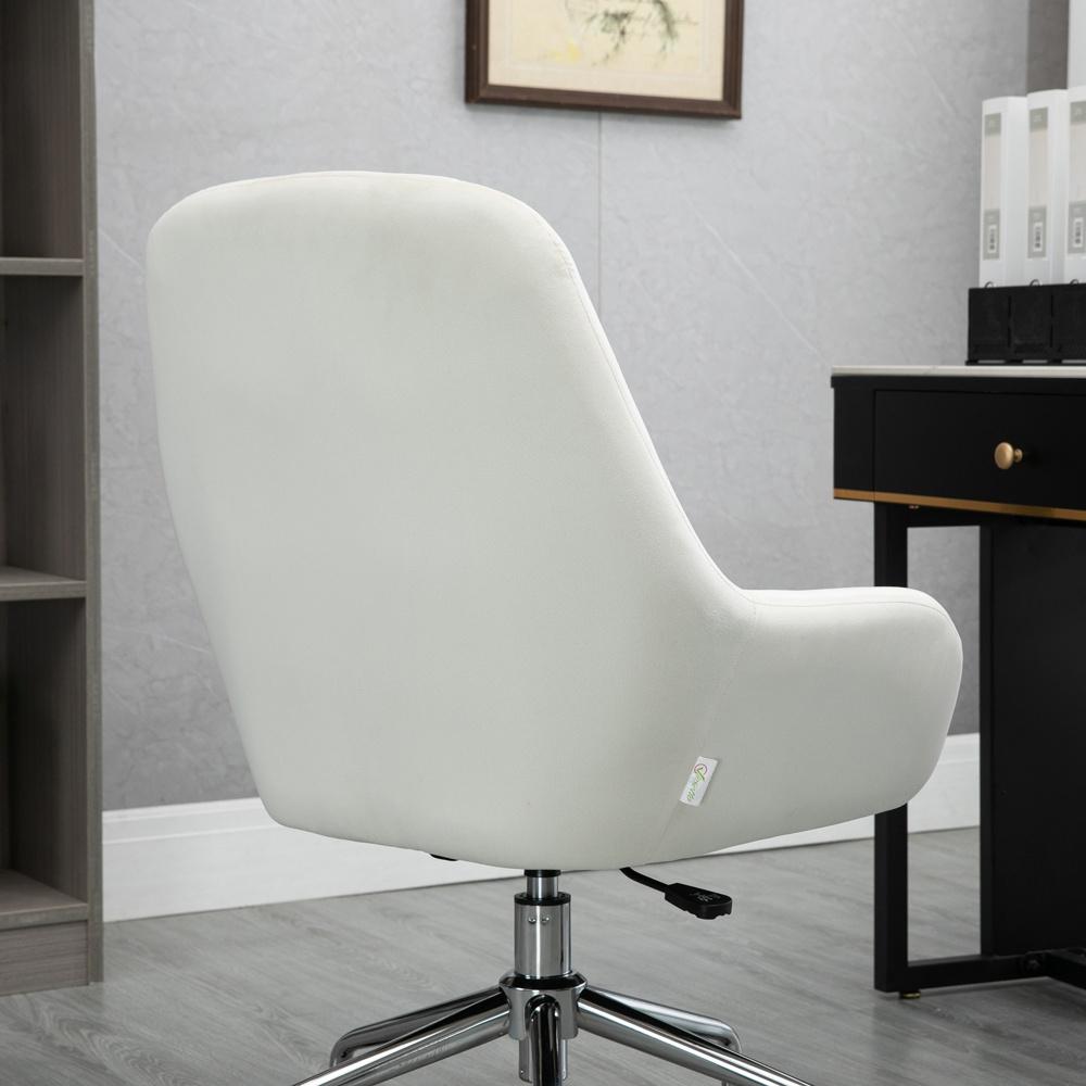 Cream Velvet Kontorsstol Swivel Justerbar höjd Ergonomisk för hem och spel