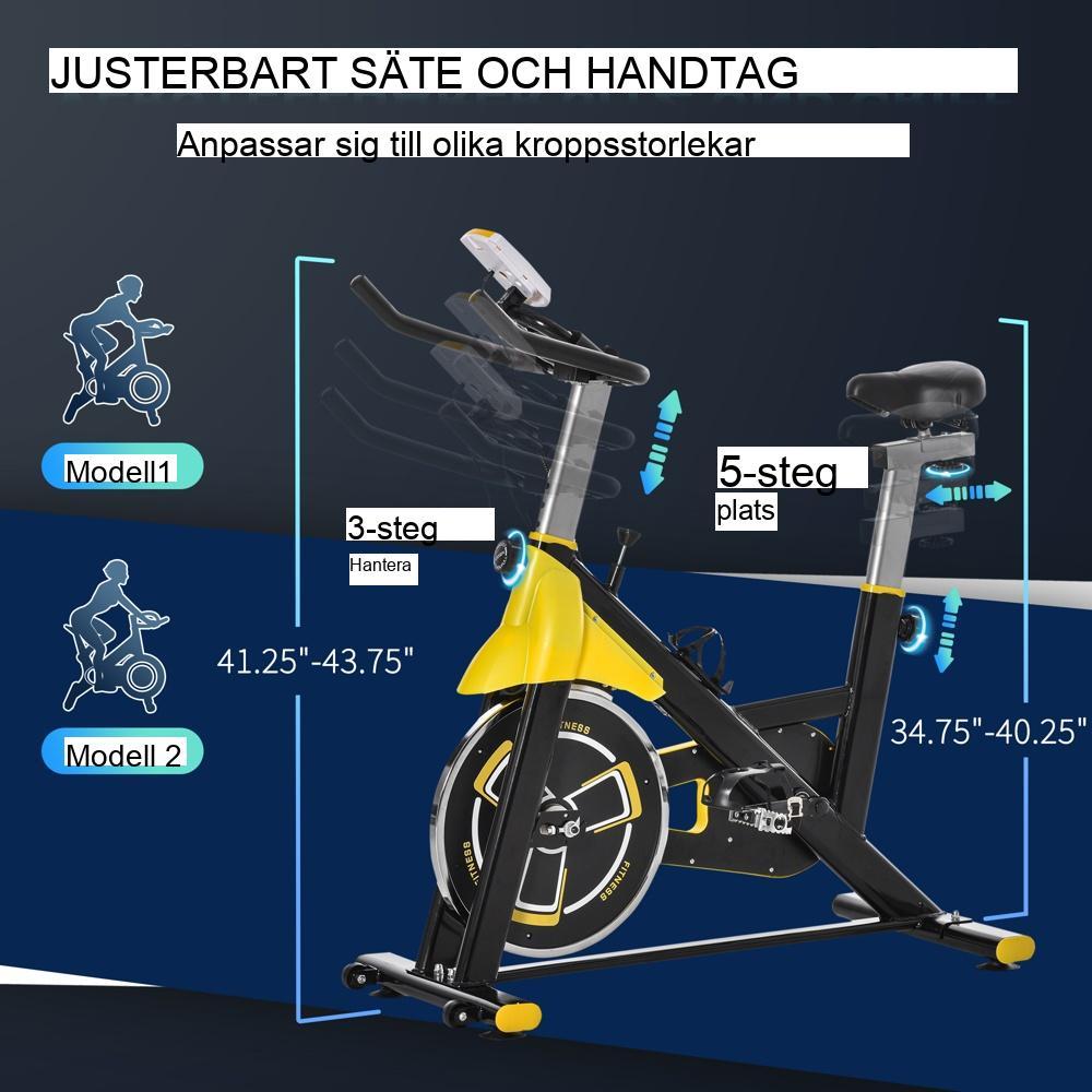 Träningscykel med justerbar höjd med LCD-skärm och remdrift