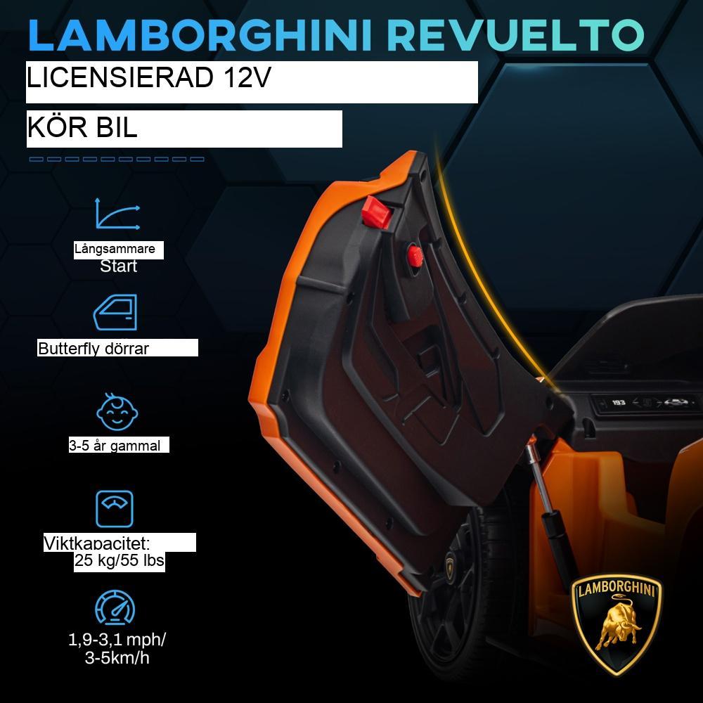 12V Lamborghini Kids elbil, fjärrkontroll, musik och belysning