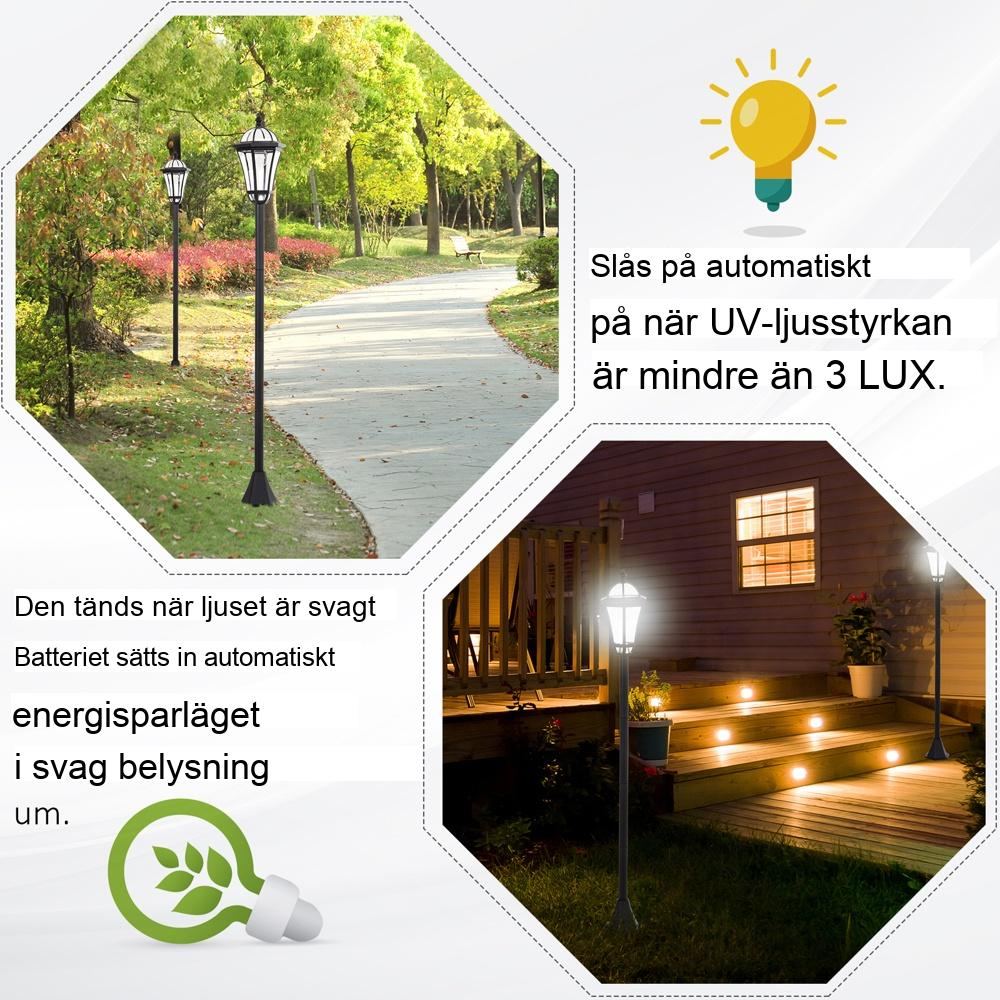 2-delad Solar Street Light Set – LED, vattentät, energibesparande, utomhus trädgårdsbelysning