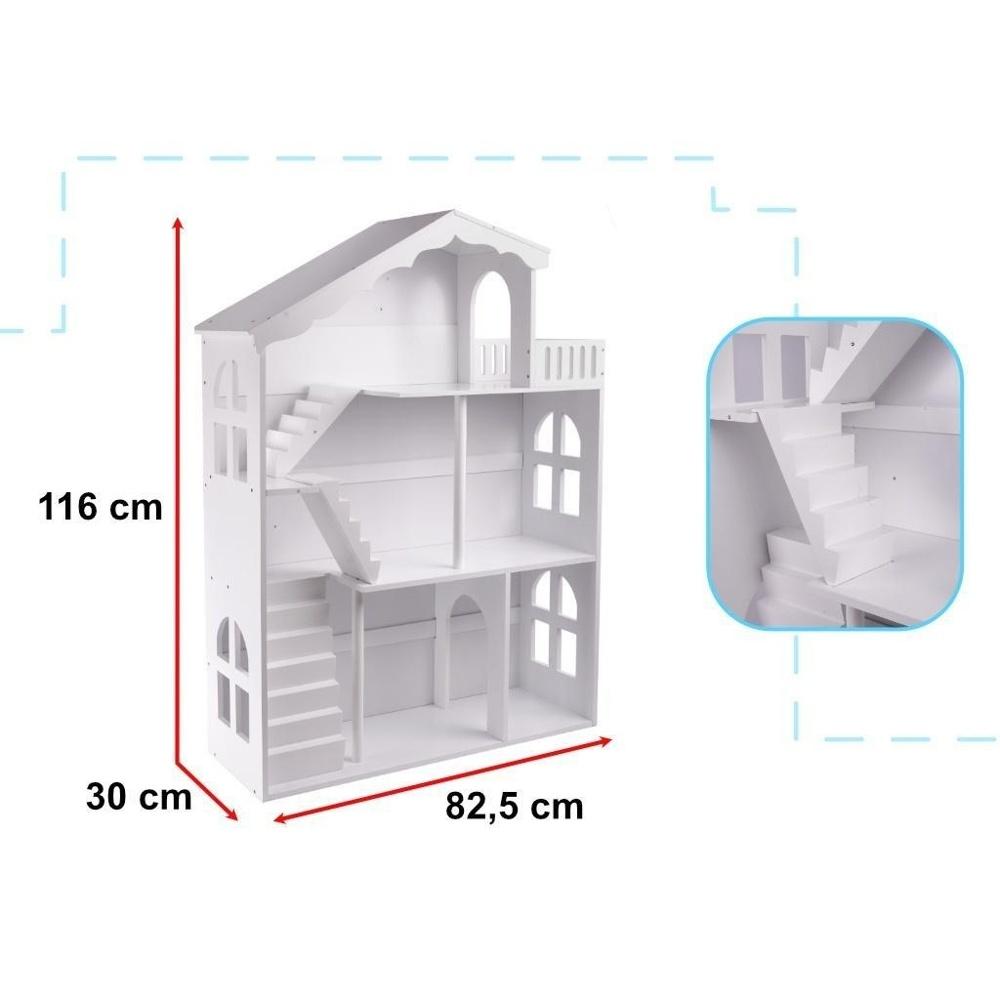 LULILO CALLA XXL Toy House bokhylla med 3 våningar för barn – 116 cm HÖG