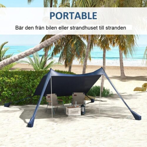 Bärbar UV-solskyddssegel 2,15x2m för camping, strand och resor