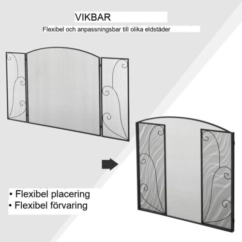 Trippelfällbart eldstadsskydd – gnistskärm för säkra och snygga eldstäder