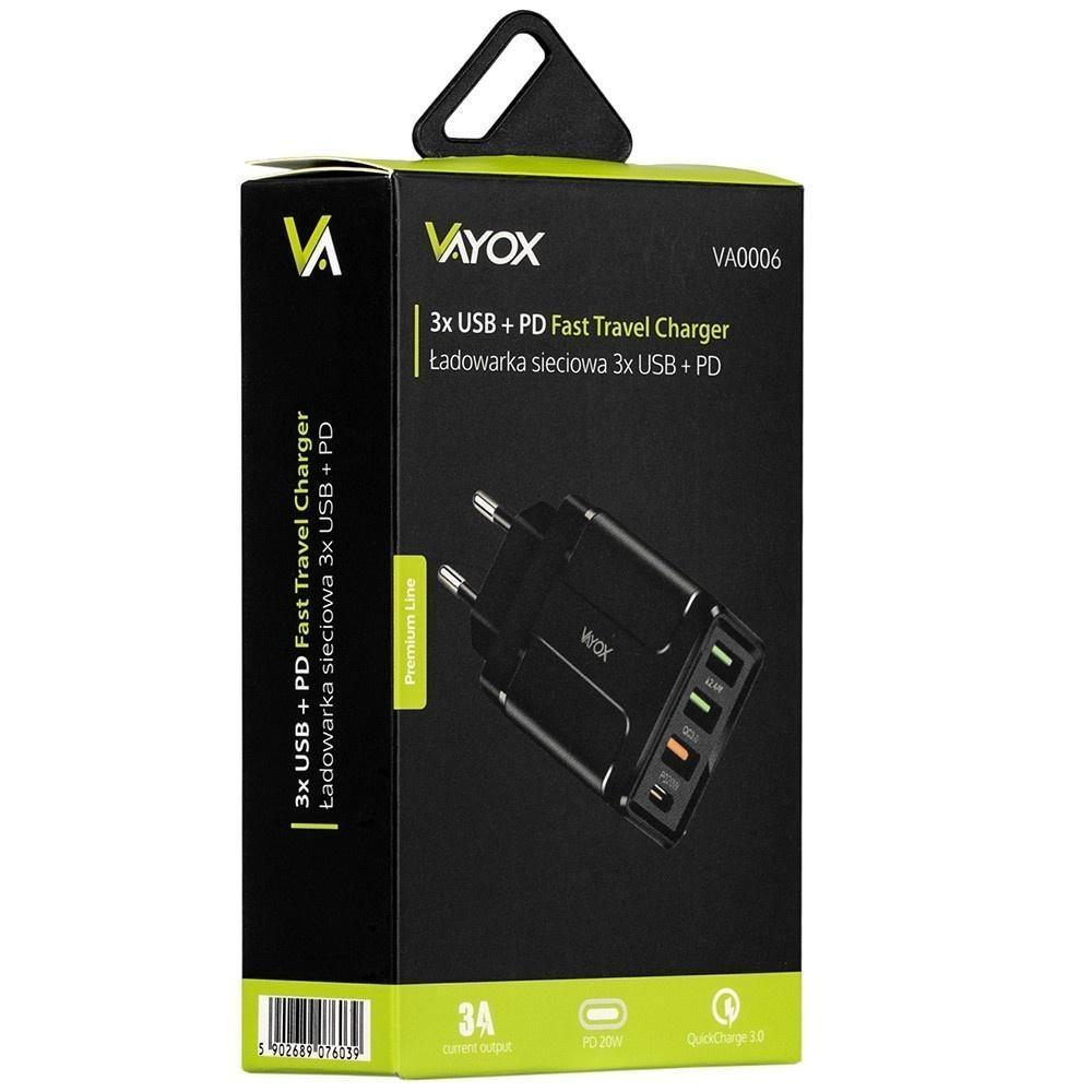 Vayox 32W USB-laddare med Quick Charge 3.0 och PD – Snabbladdning för flera enheter