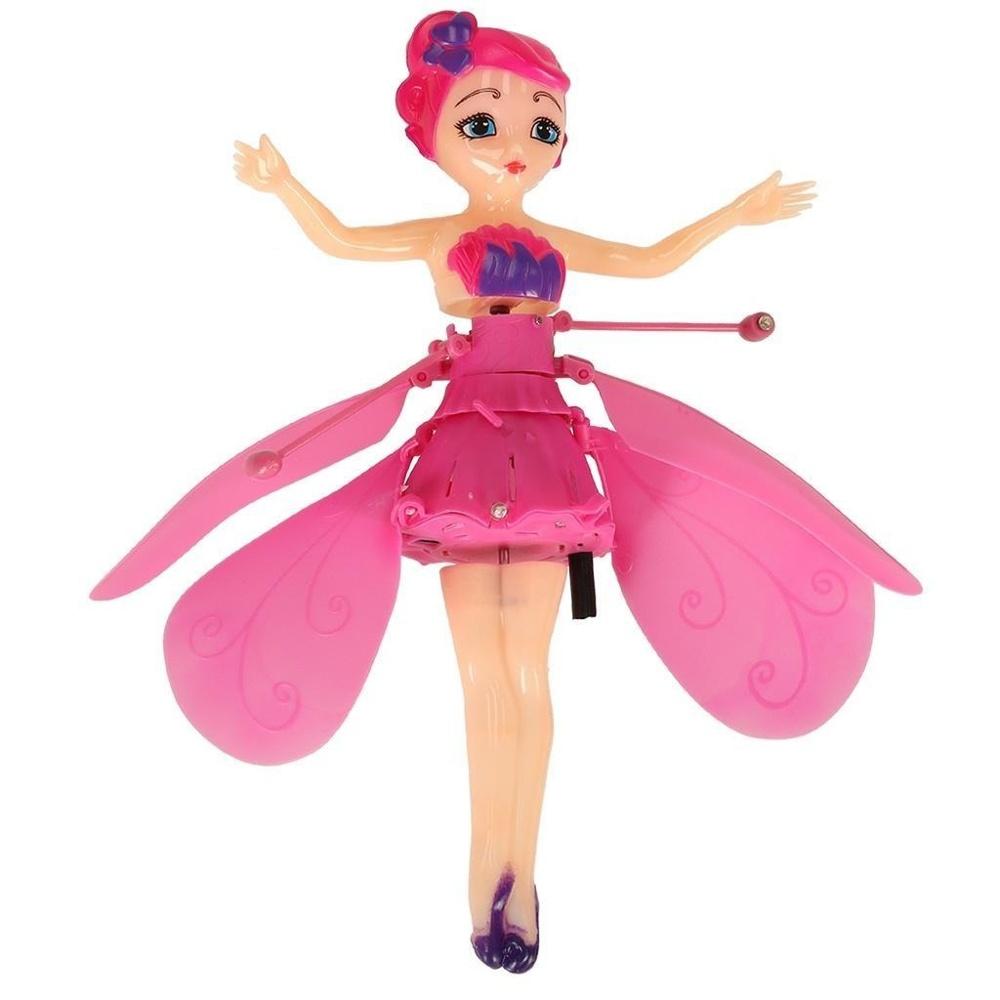 Handkontrollerad Flying Fairy Doll, uppladdningsbar USB Rosa Fairy Toy för barn och vuxna