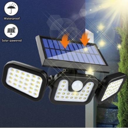 Trippel Solar LED-säkerhetslampa med rörelsesensor och skymningsläge