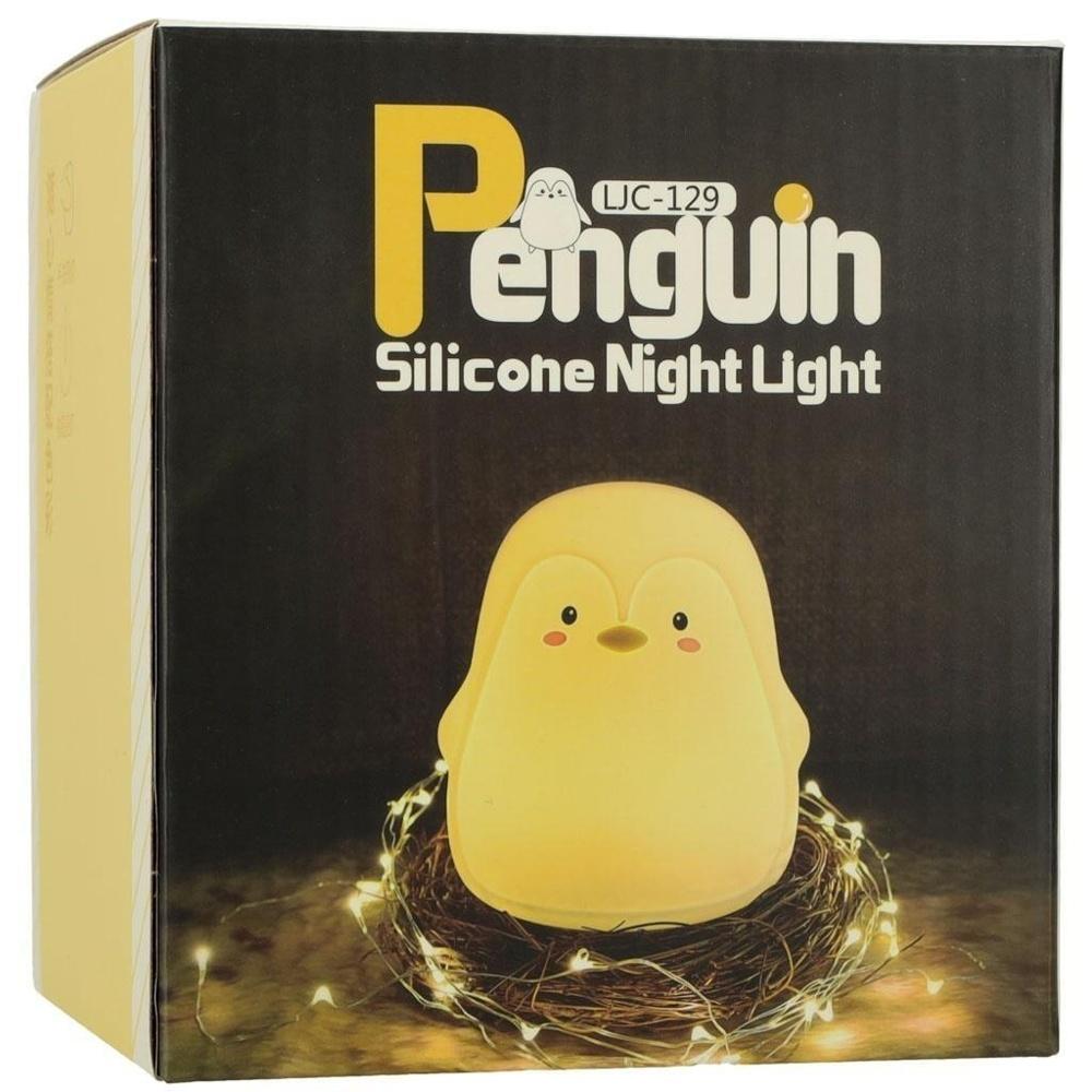 Vit LED Silikon Penguin Night Light för barn Uppladdningsbar