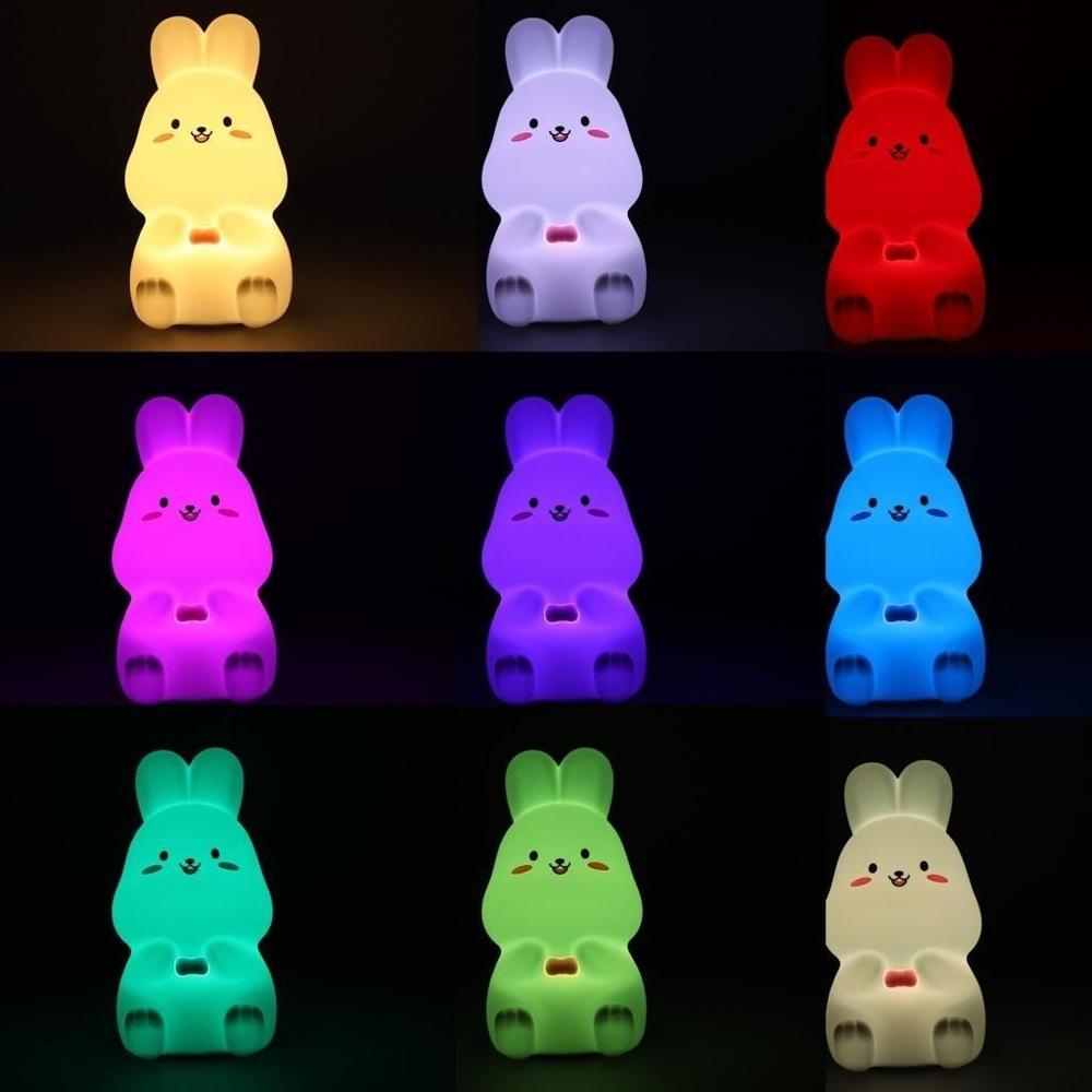 Pink Bunny Silikon LED-nattlampa med pekkontroll