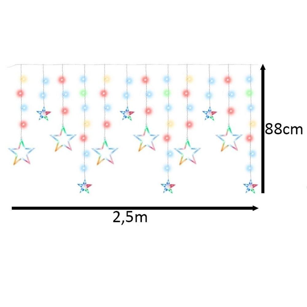 LED stjärngardinljus, 138 flerfärgade lysdioder, 2,5 M för semester- och festdekor