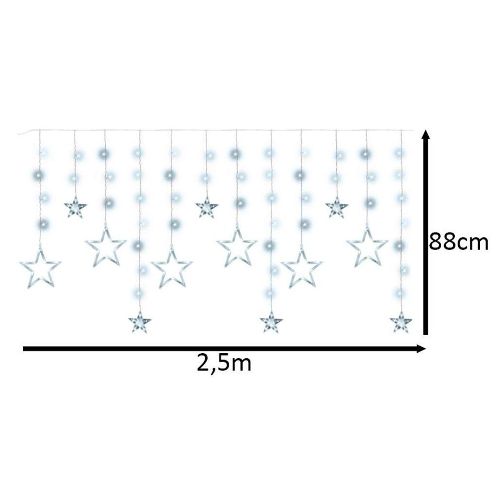 LED Star Gardinljus – 138 Kallvit LED, 2,5M för juldekoration