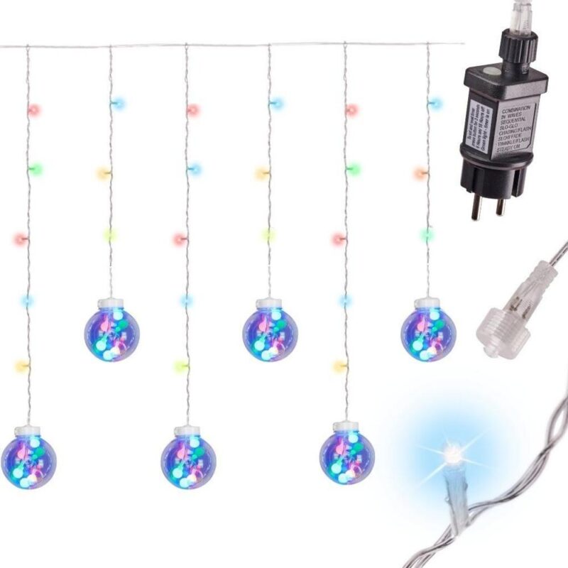 LED-gardinlampor med hängande bollar, flerfärgad, 3M, 108 lysdioder för inomhusdekoration