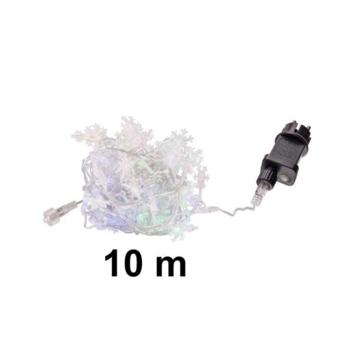 LED Snowflake Chain Lights, 10M 100 flerfärgade lampor, 8 lägen, inomhusdekor