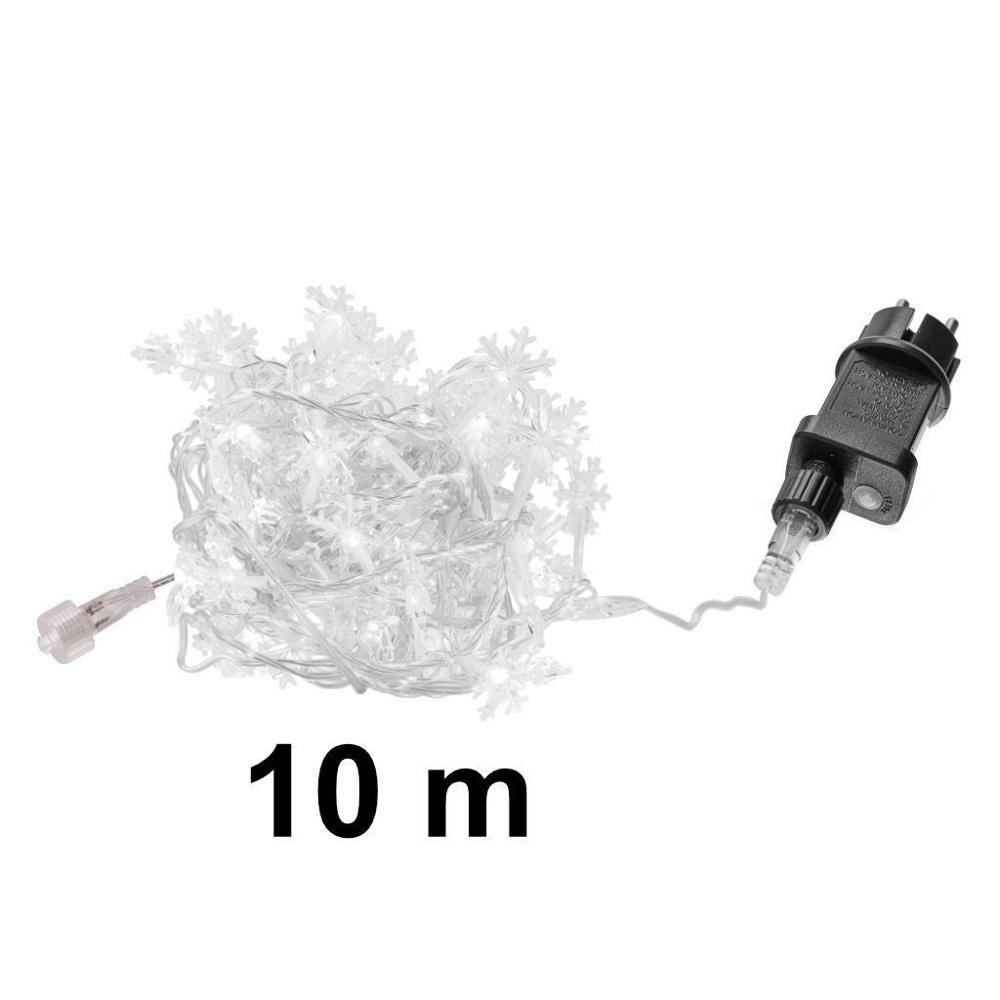 10M LED Snowflake Chain Lights, 100 kallvita lysdioder, 8 ljuslägen