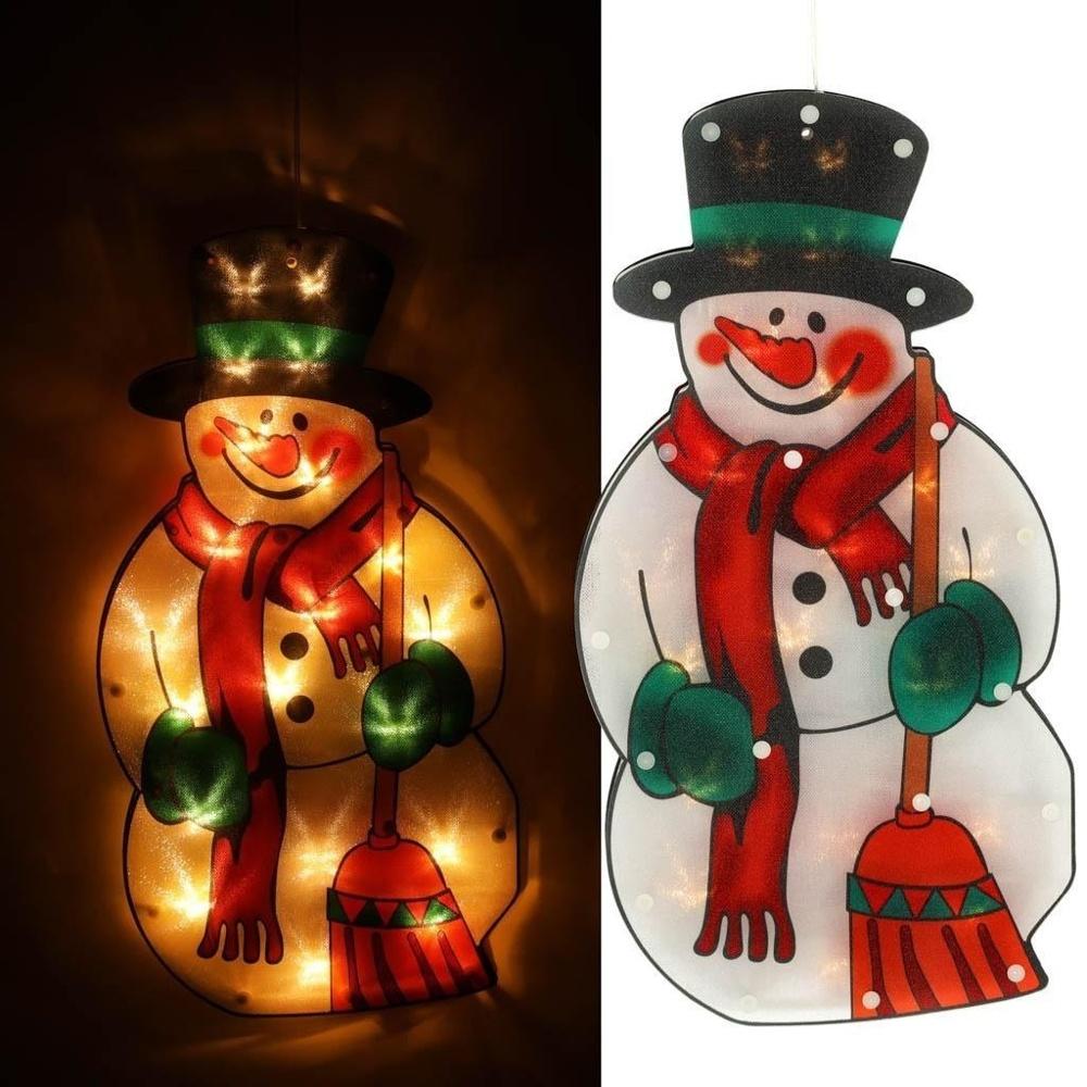 Illuminating Snowman LED Pendelljus, 45cm, fönsterdekoration, batteridriven