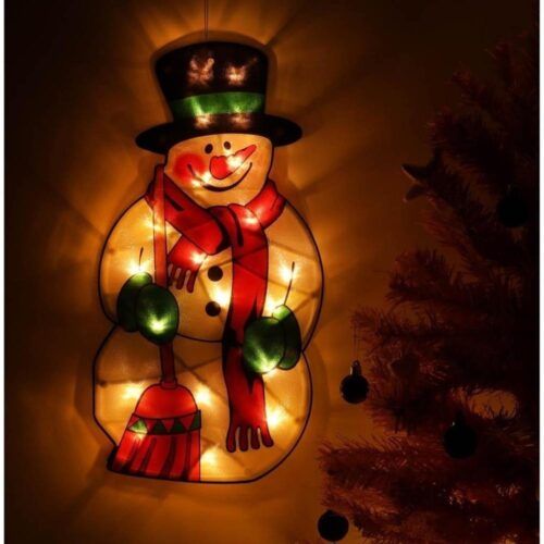 Illuminating Snowman LED Pendelljus, 45cm, fönsterdekoration, batteridriven