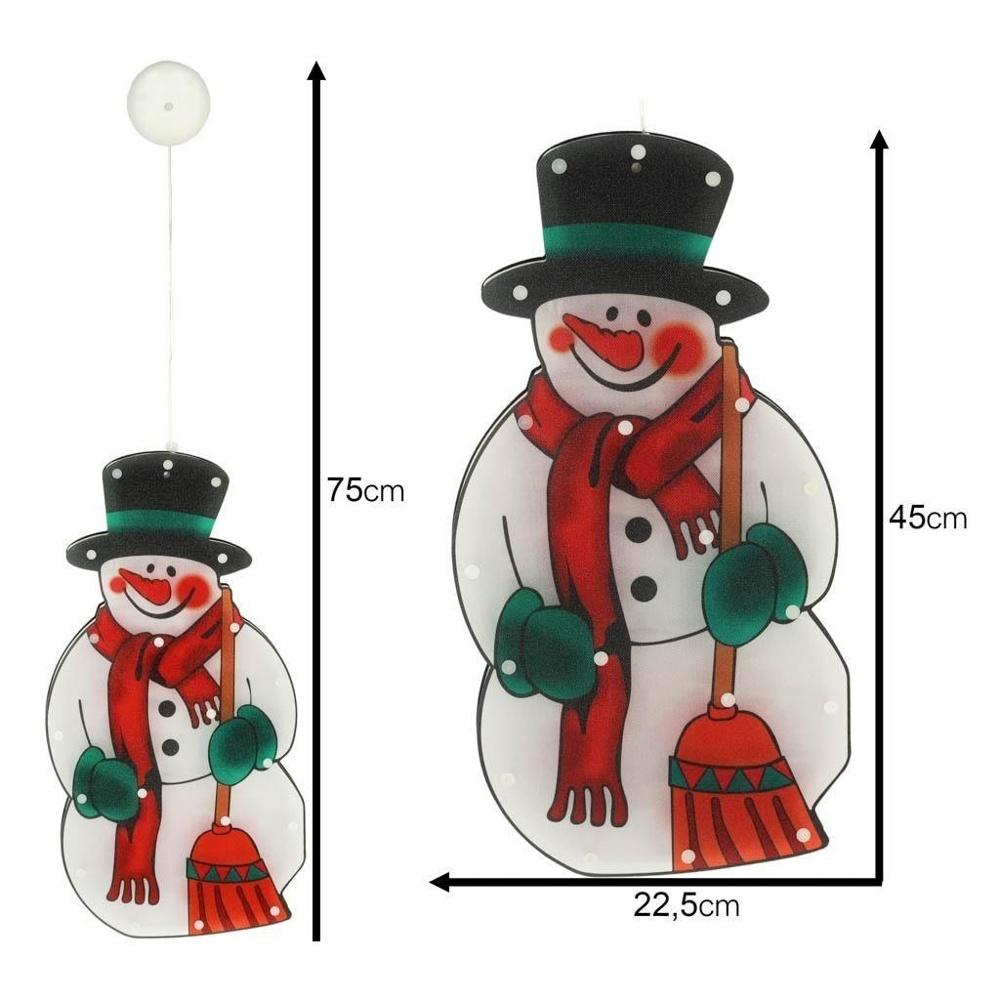 Illuminating Snowman LED Pendelljus, 45cm, fönsterdekoration, batteridriven