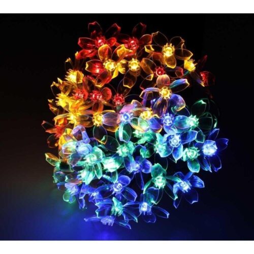 50 flerfärgade Solar Garden Lights, Flower Shape Pathway Lights, 7M String Lights med 8 lägen