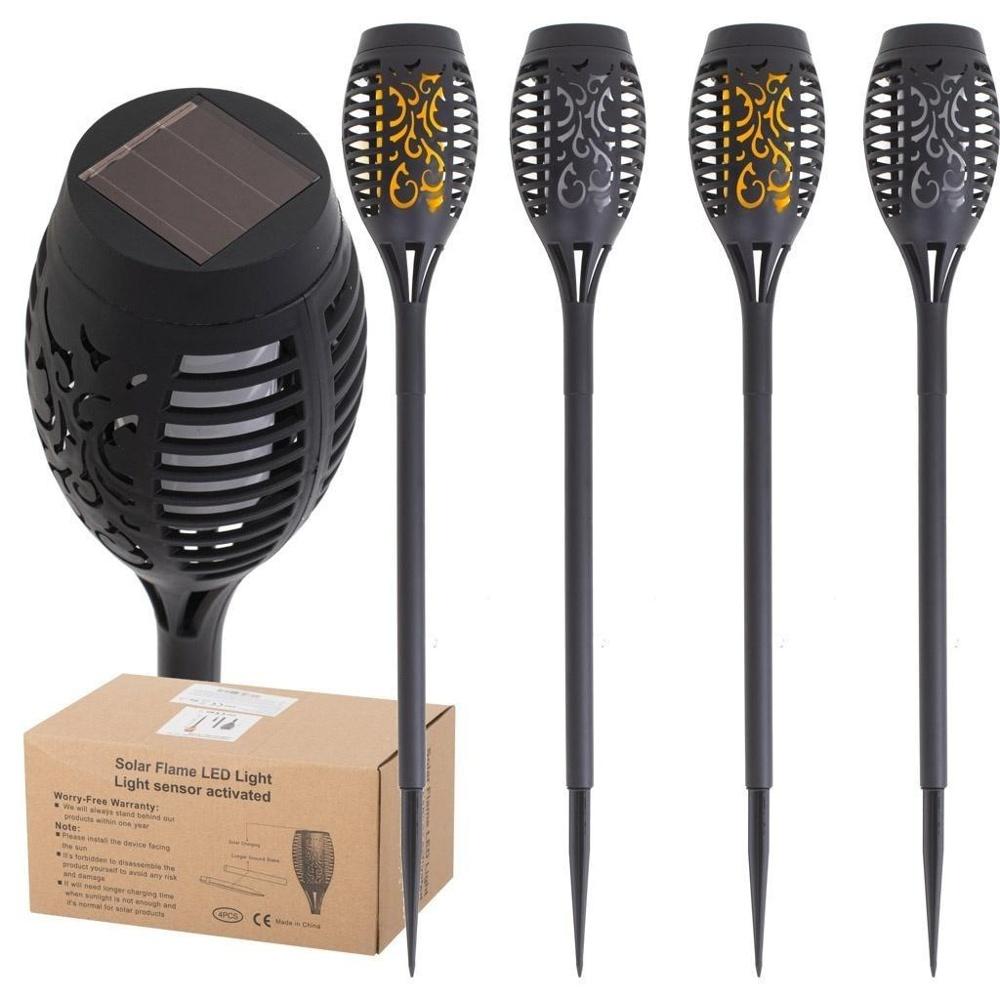 4-pack Solar Garden Torch Lights med 12 LED för Pathway Lighting