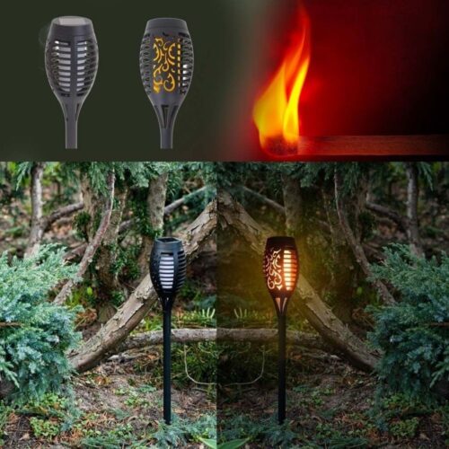 4-pack Solar Garden Torch Lights med 12 LED för Pathway Lighting