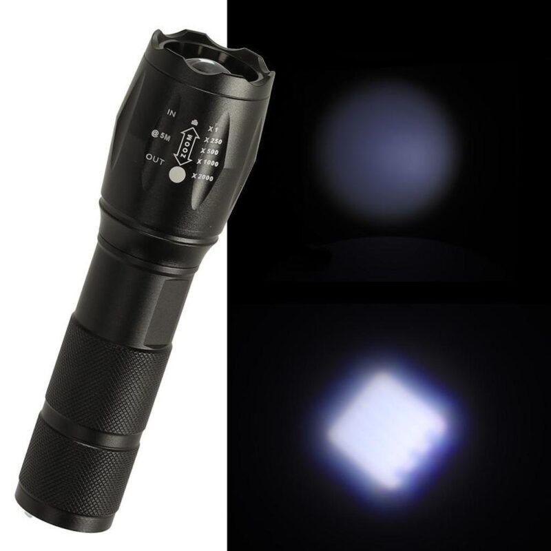 Tactical Military LED Zoom Ficklampa – Uppladdningsbar, 3 lägen, kraftfull