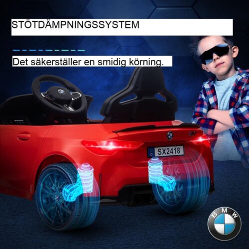 Officiellt licensierad BMW M4 Electric Kids Ride On Car, fjärrkontroll, fjädring, musik och lampor