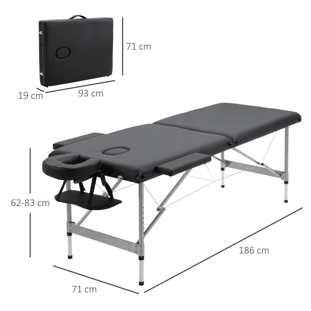 Professionellt justerbart massagebord – 7 zoner, höjdjusterbart, svart