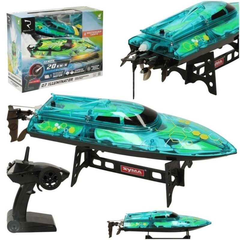 Revolt Illuminator Green RC Boat – 20 km/h hastighet, vattentät design, upp till 150 m kontroll