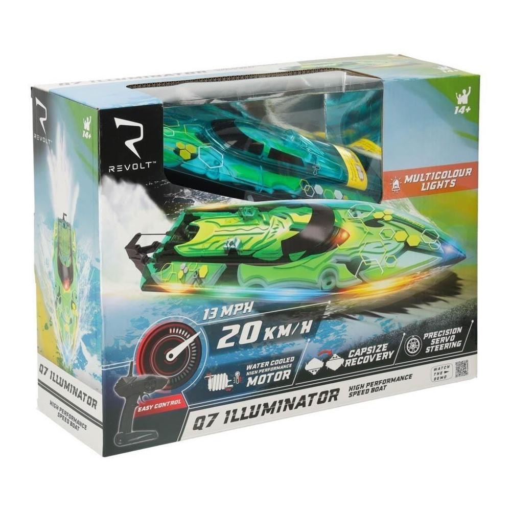 Revolt Illuminator Green RC Boat – 20 km/h hastighet, vattentät design, upp till 150 m kontroll