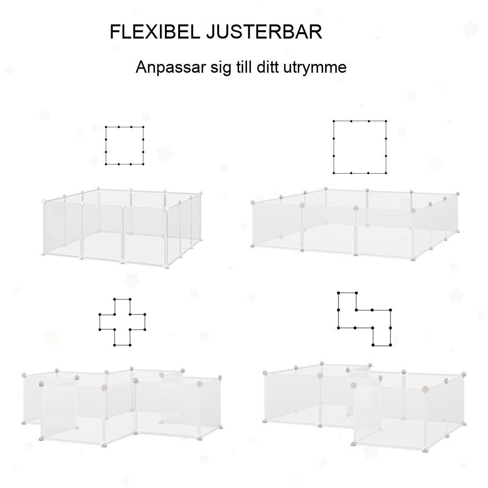 Gör-det-själv husdjurslekhagehölje för smådjur – 105x105cm, vit