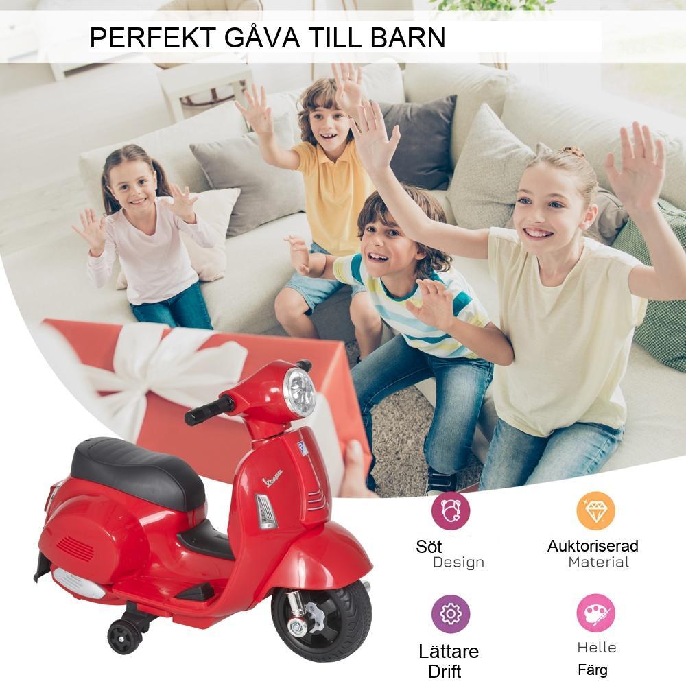 Officiellt licensierad Vespa Electric Kids Motorcykel, Röd