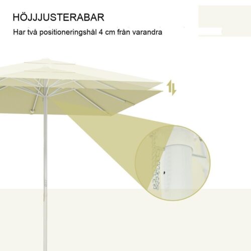 Höjdjusterbart Beige uteplatsparasoll med aluminiumram 2,5×2,5m