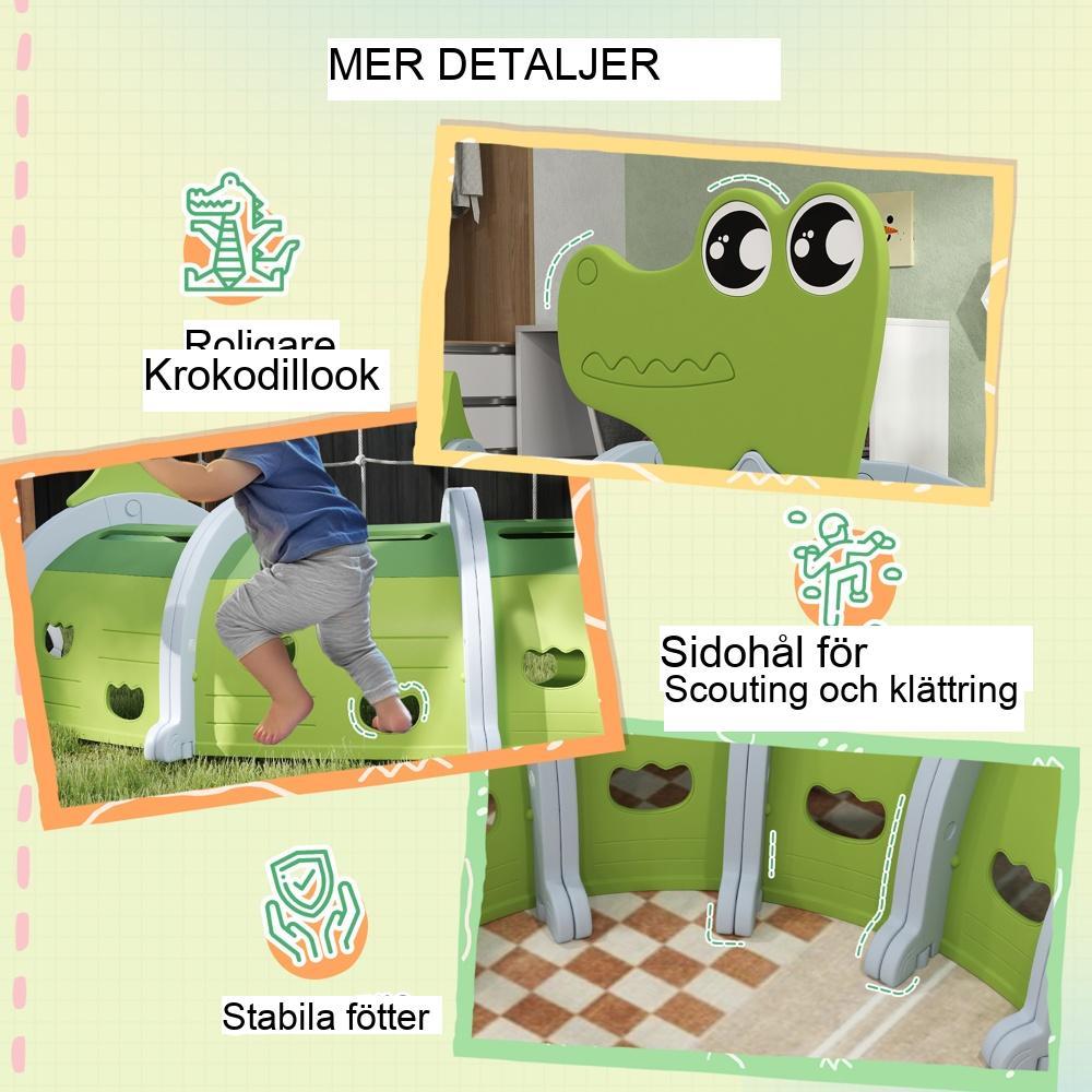 Crocodile Kids Play Tunnel – Kryp, gömma sig och sök kul – Inomhus utomhus