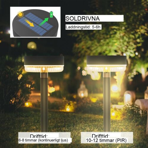 Solar Garden Lights Outdoor – Varmvit Vattentät IP65 Set om 3